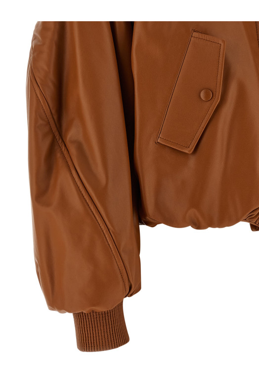 Cropped bomber jacket Brown