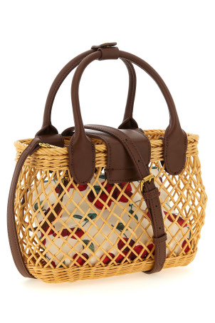 Wicker basket shoulder strap Beige