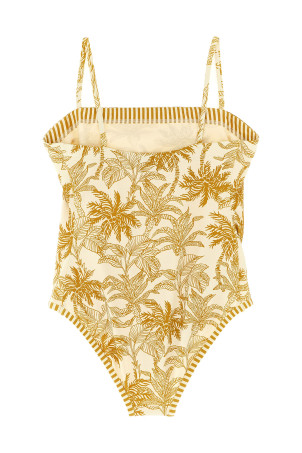 'Tropical' one-piece swimsuit Beige