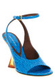 Embossed leather sandals BLUE