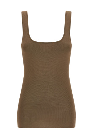 Square neckline top Brown