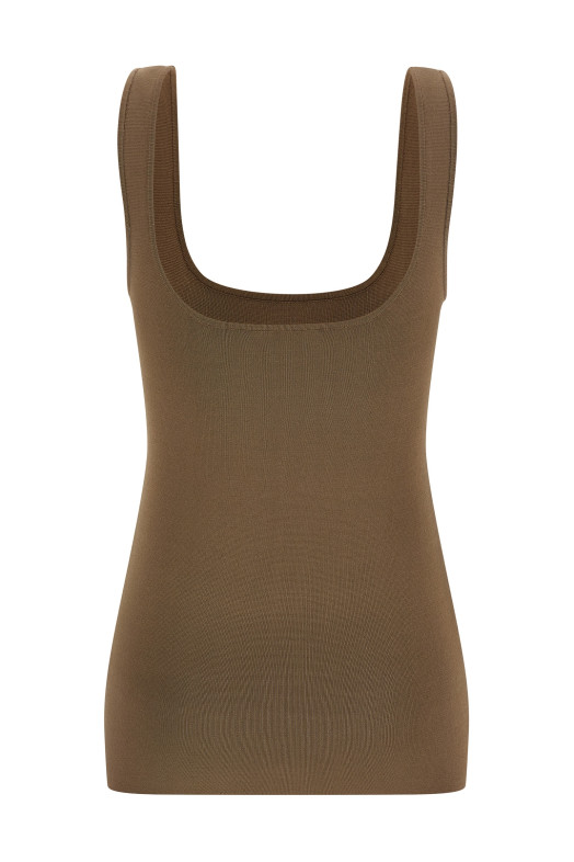 Square neckline top Brown