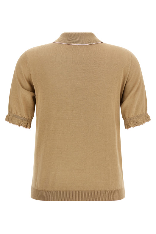 Cotton silk polo shirt Beige
