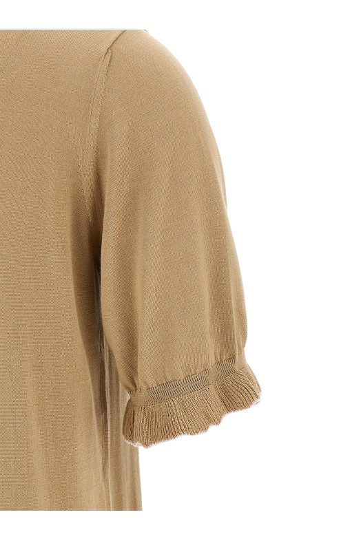 Cotton silk polo shirt Beige
