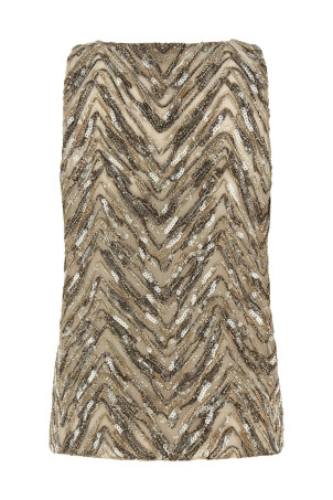 'Dazzling Chevron Embroidery' top Beige
