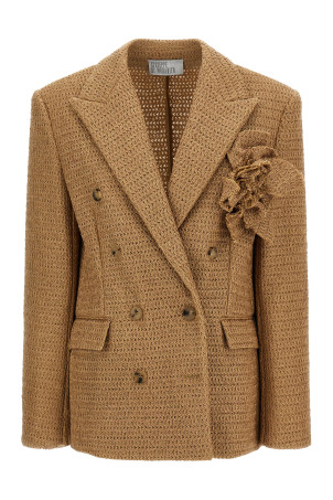 Braided raffia blazer Beige