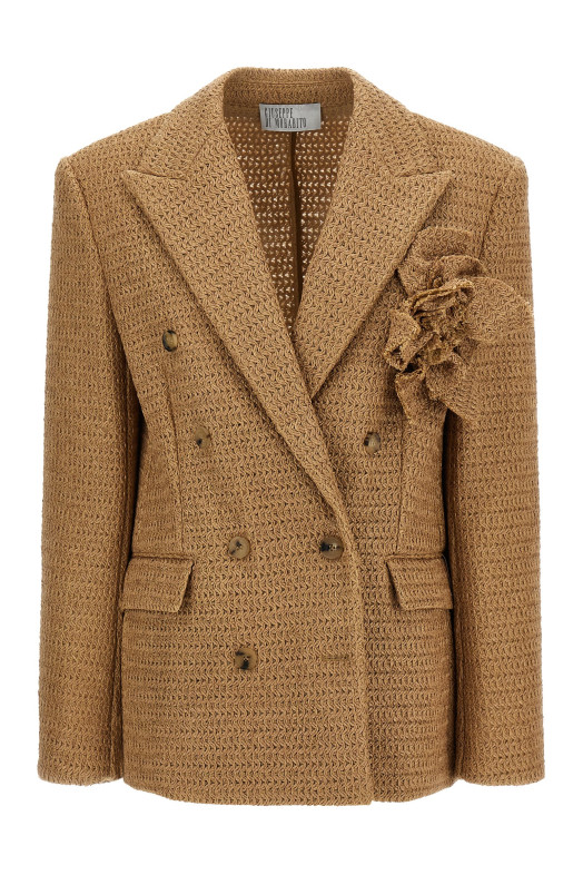 Braided raffia blazer Beige