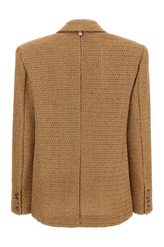 Braided raffia blazer Beige