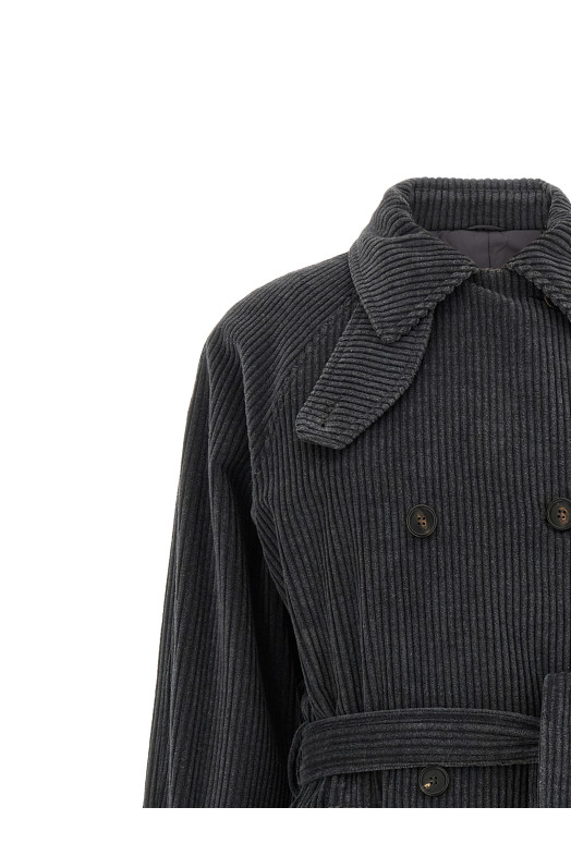 Ribbed velvet trench coat Gray