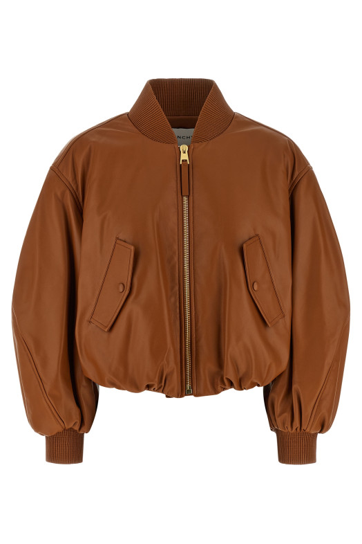 Cropped bomber jacket Brown