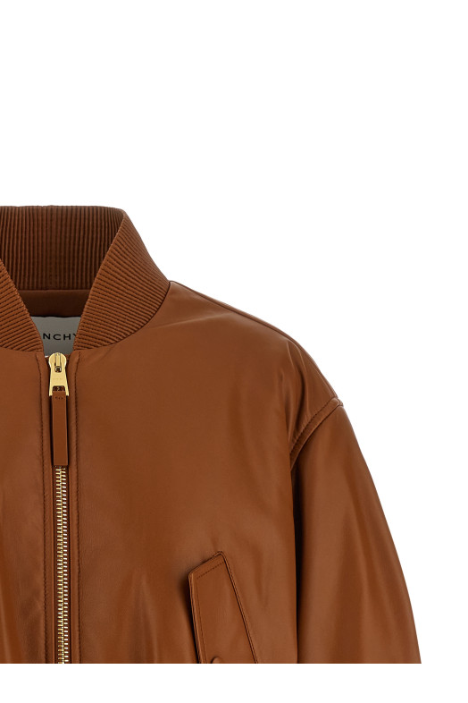 Cropped bomber jacket Brown