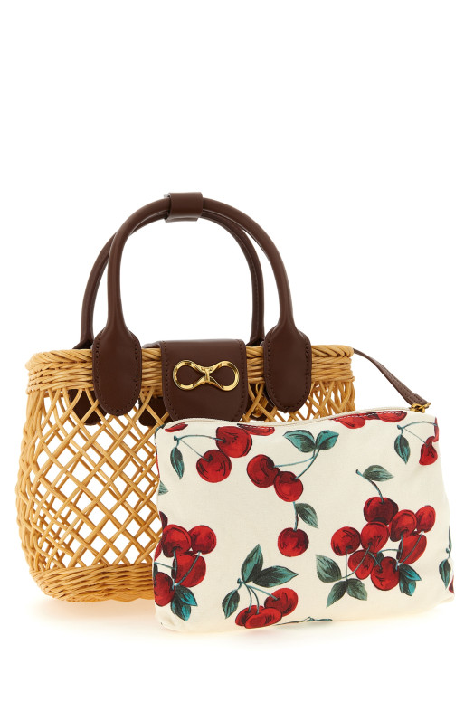 Wicker basket shoulder strap Beige