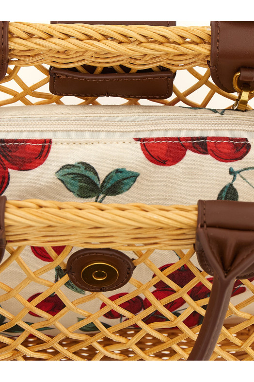 Wicker basket shoulder strap Beige