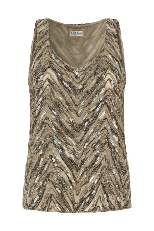 'Dazzling Chevron Embroidery' top Beige