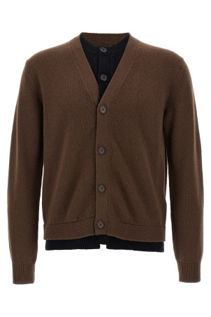 'Contrast Layered' cardigan Brown