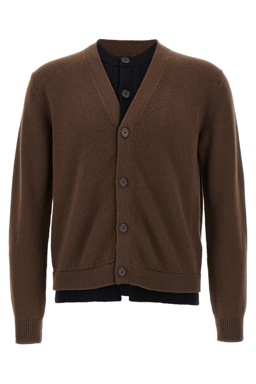 'Contrast Layered' cardigan Brown