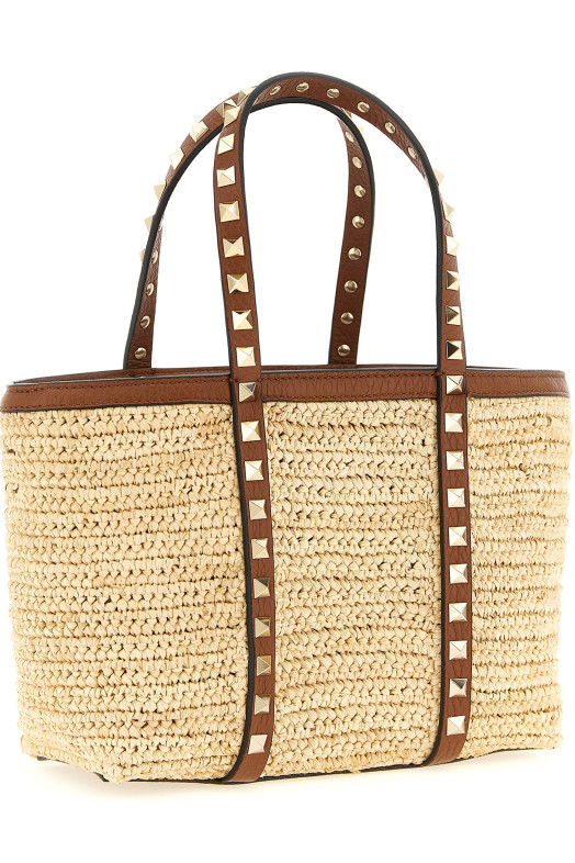 Valentino Garavani 'Rockstud' mini shopping bag Beige
