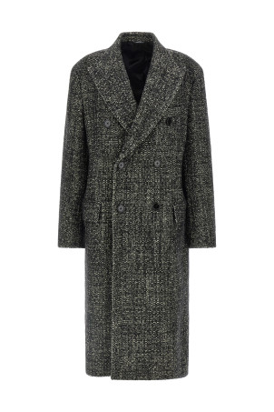Bouclé wool coat Black-grey