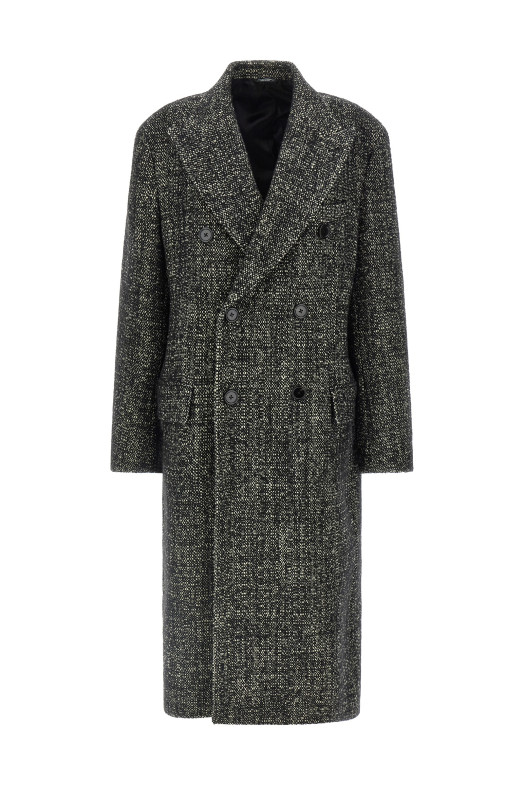 Bouclé wool coat Black-grey