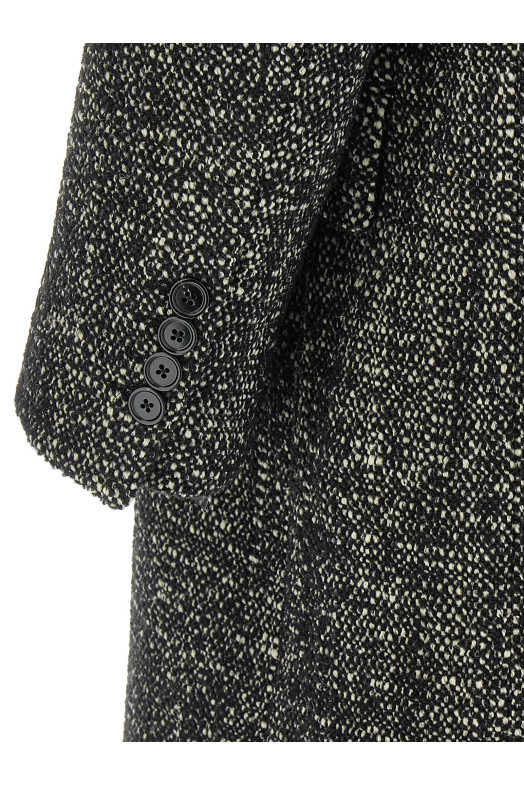 Bouclé wool coat Black-grey