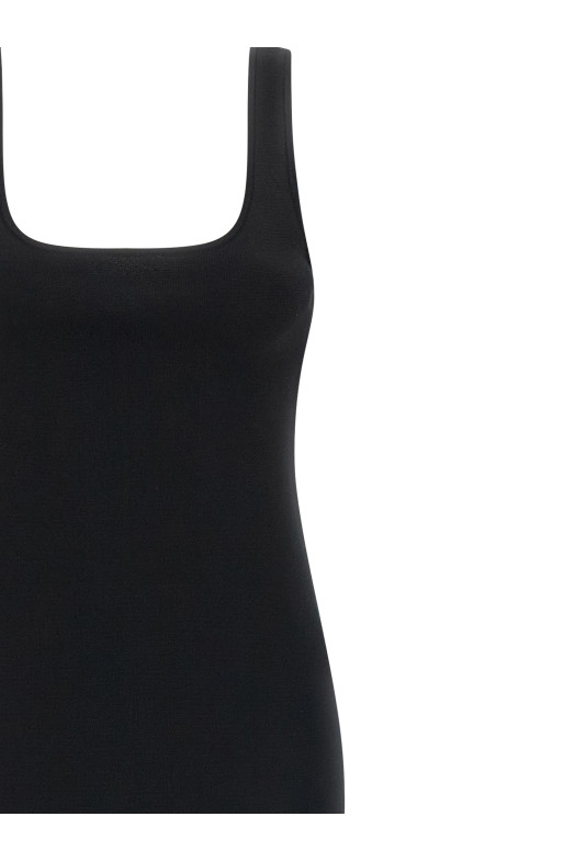Squared neckline dress Black