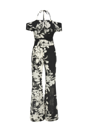 Georgette jumpsuit Black-grey