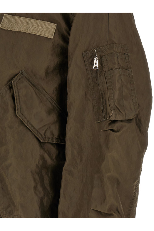 Crumpled nylon jacket Green