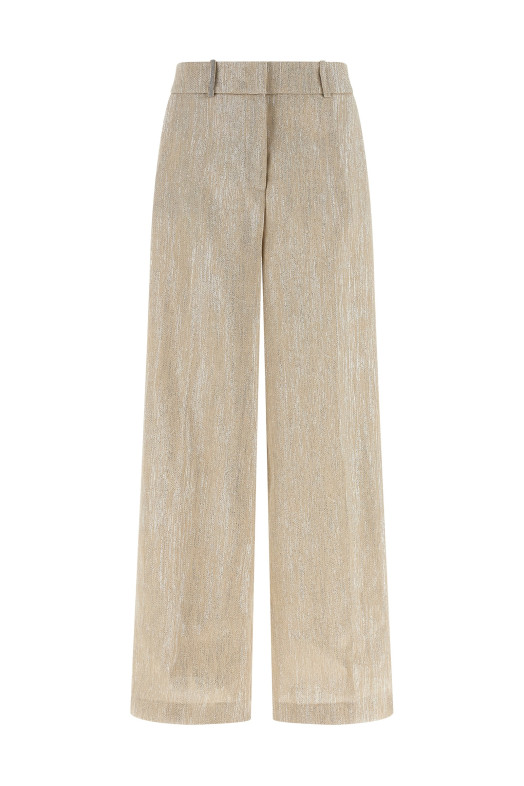 Lamé thread trousers Beige
