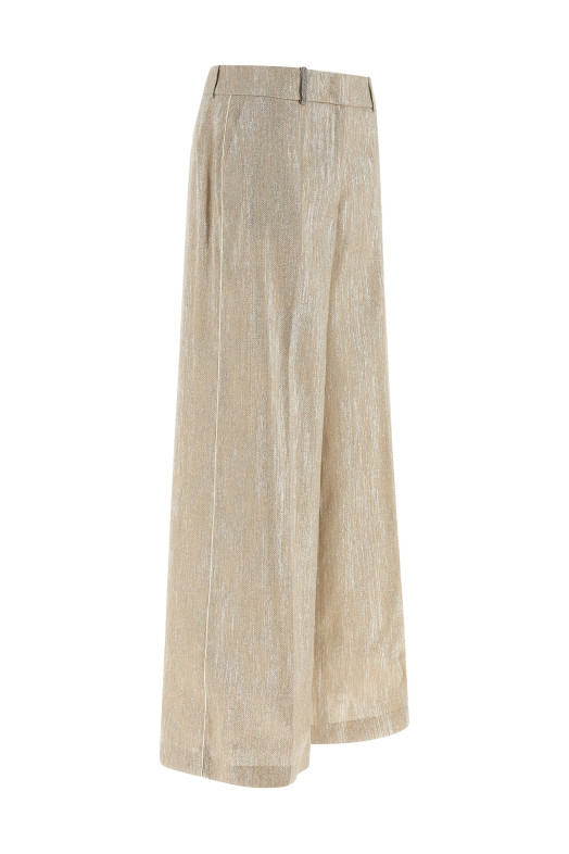 Lamé thread trousers Beige