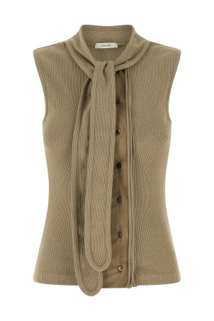 'Asymmetrical Fitted' top Beige