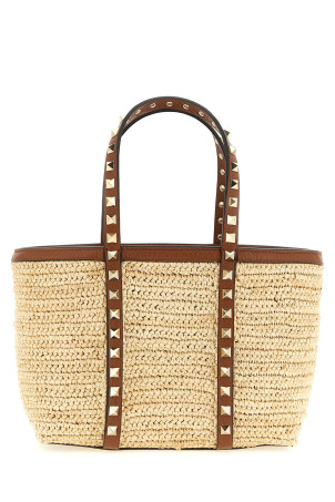 Valentino Garavani 'Rockstud' mini shopping bag Beige