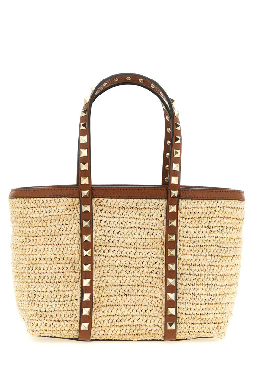 Valentino Garavani 'Rockstud' mini shopping bag Beige