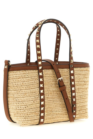 Valentino Garavani 'Rockstud' mini shopping bag Beige