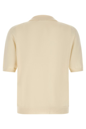 Cotton knit polo shirt Beige