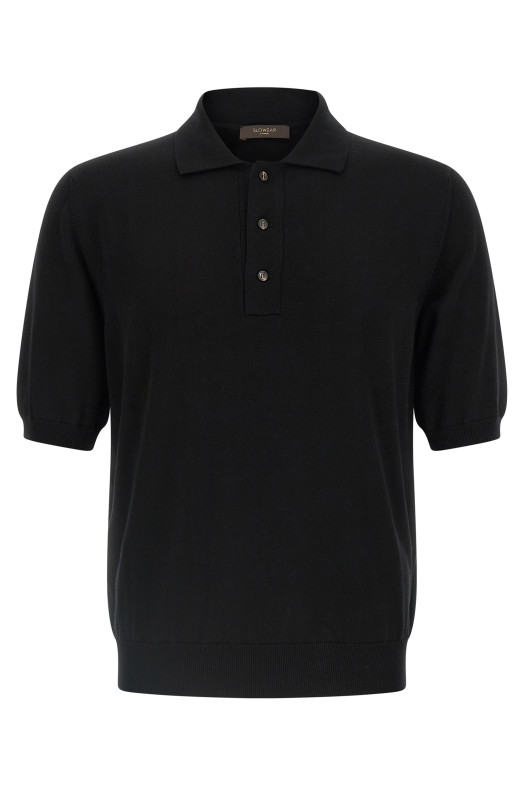 Cotton knit polo shirt Black