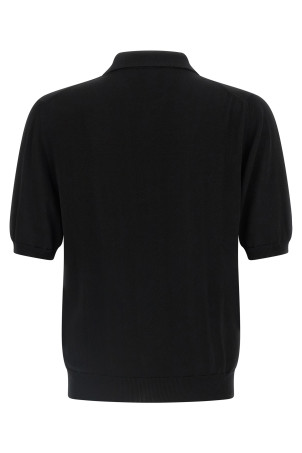 Cotton knit polo shirt Black