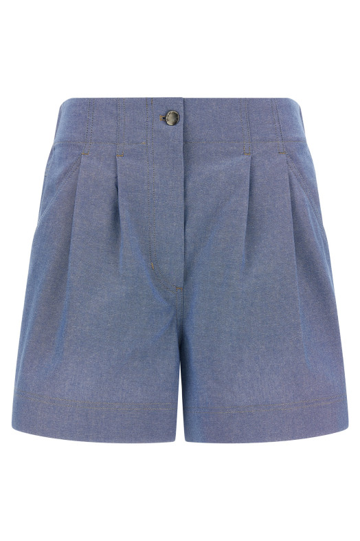 Chambray cotton shorts BLUE