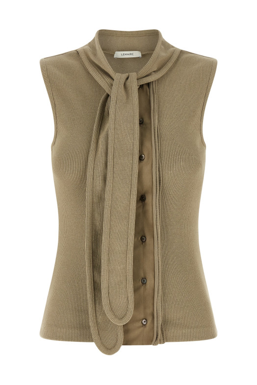 'Asymmetrical Fitted' top Beige