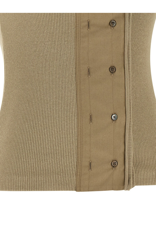 'Asymmetrical Fitted' top Beige