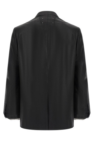Foiled wool blazer Black