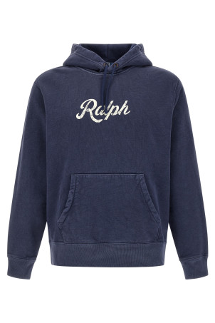 Vintage print hoodie Blue