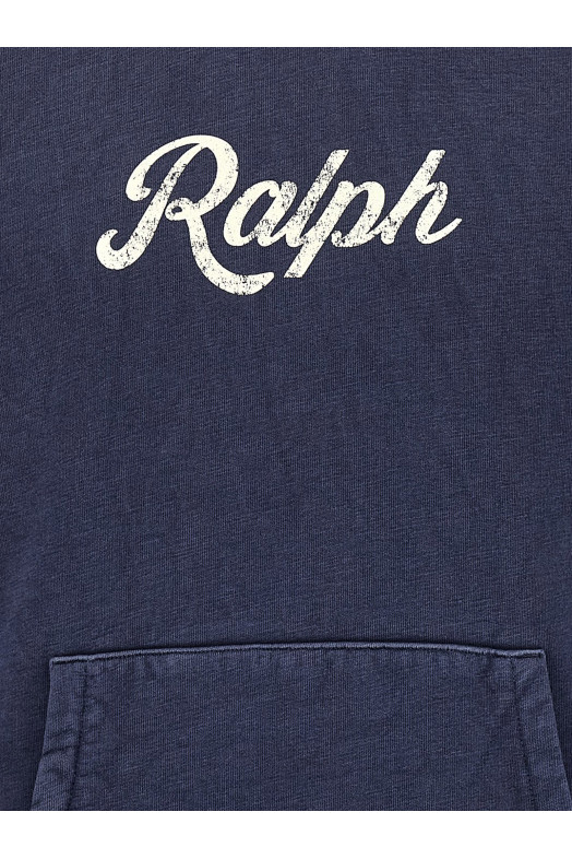 Vintage print hoodie Blue