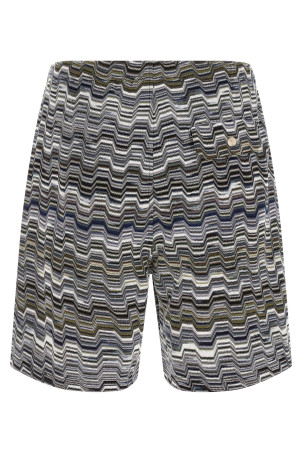 Irregular zigzag bermuda shorts Green
