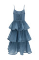 'Pleated Tiered Midi' dress BLUE
