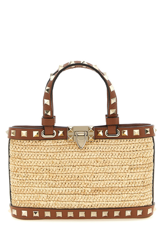Valentino Garavani 'Rockstud' mini shopping bag Beige