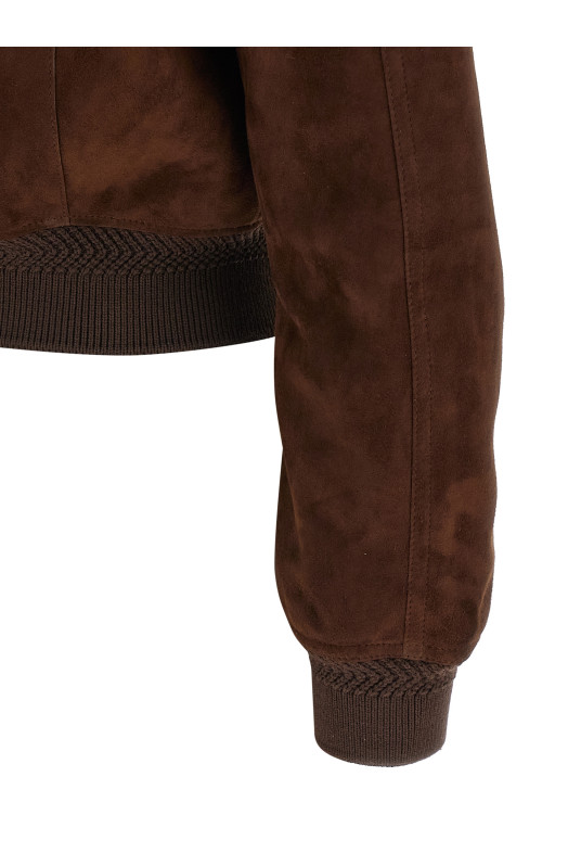 Suede bomber jacket Brown