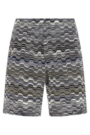 Irregular zigzag bermuda shorts Green