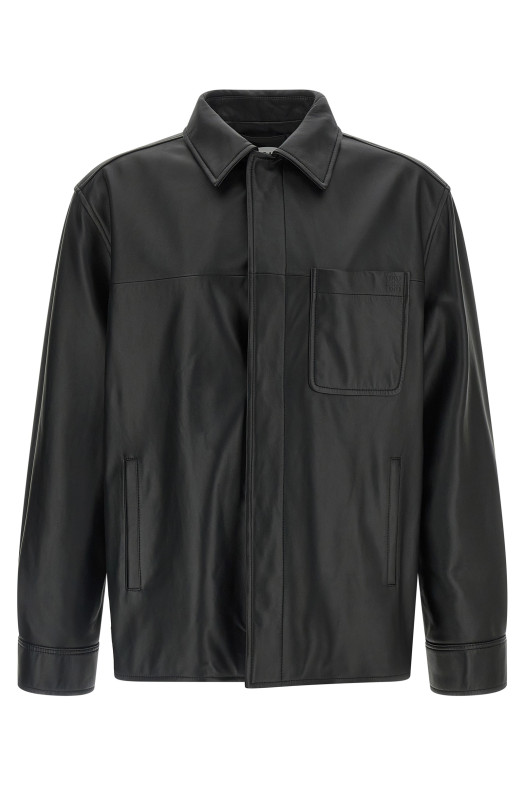 Nappa leather overshirt Black