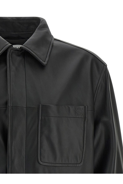 Nappa leather overshirt Black