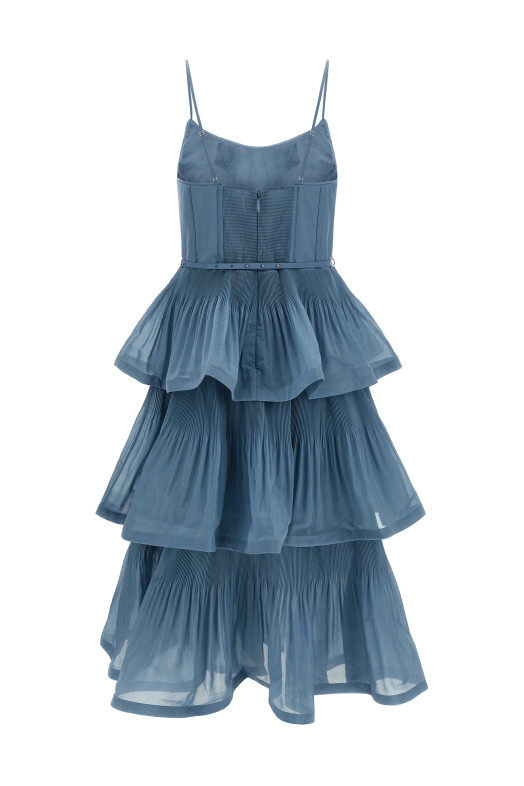 'Pleated Tiered Midi' dress BLUE